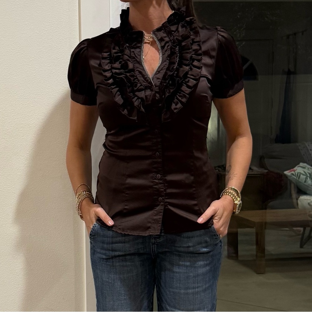 Elegant Black Ruffled Women's Top